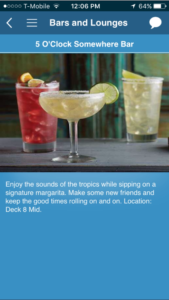 Bar and lounge listing screen