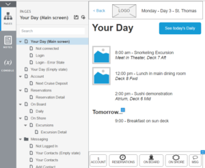 Redesigned prototype home screen listing user activities